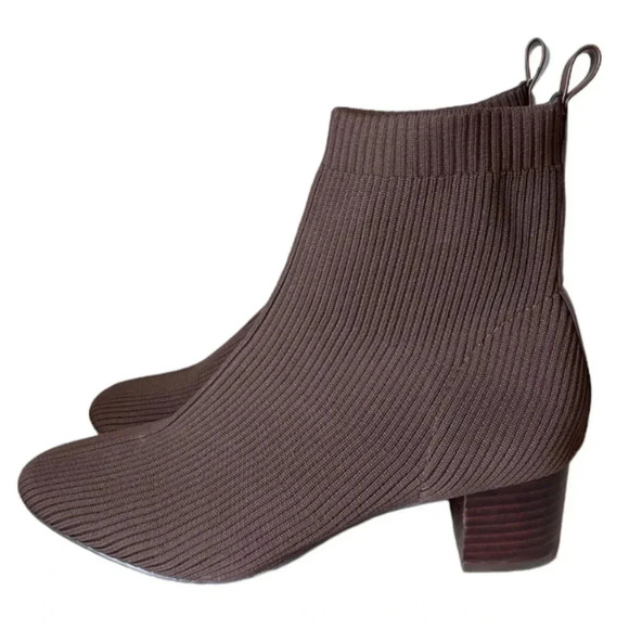 JOlE x REVOLVE | Neely Brown Ribbed Sock Women Ankle Heel Booties Size 8.5 - Picture 2 of 6